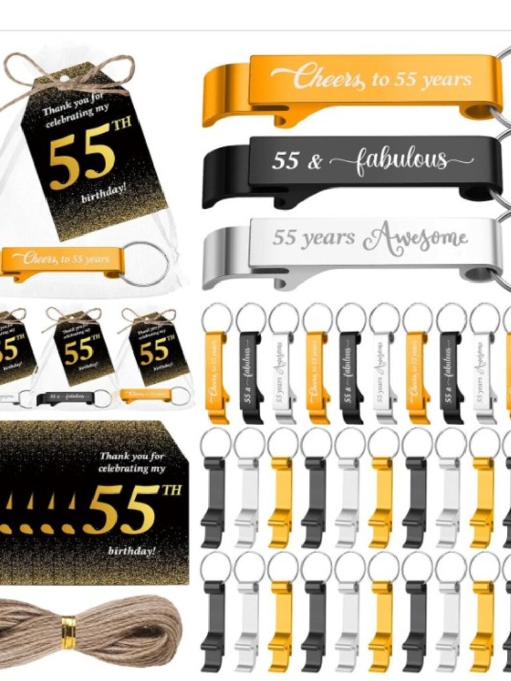 50 - 55th Birthday Party Favors for Guests Include Birthday Beer Opener Keychins